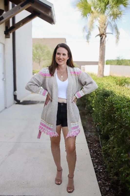 Here's to Today Aztec Pattern Belted Cardigan