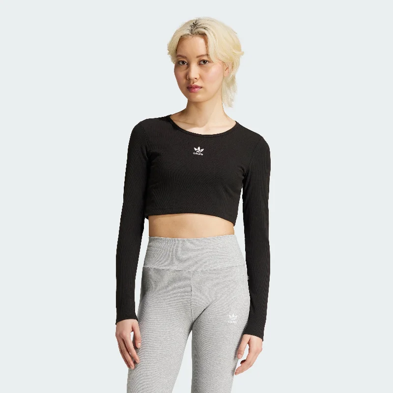 Women's adidas Essentials Ribbed Crop Long Sleeve Tee