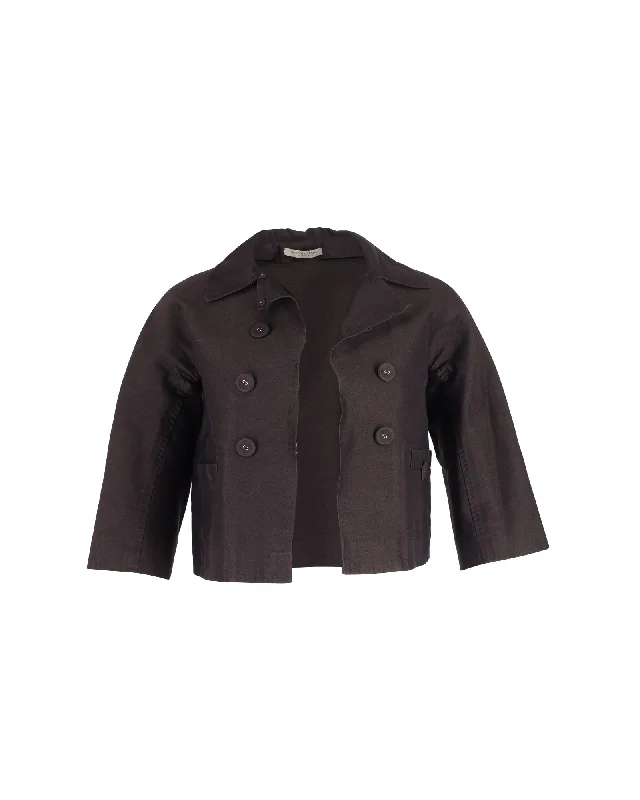 Bottega Veneta Cropped Bolero Jacket in Brown Cotton