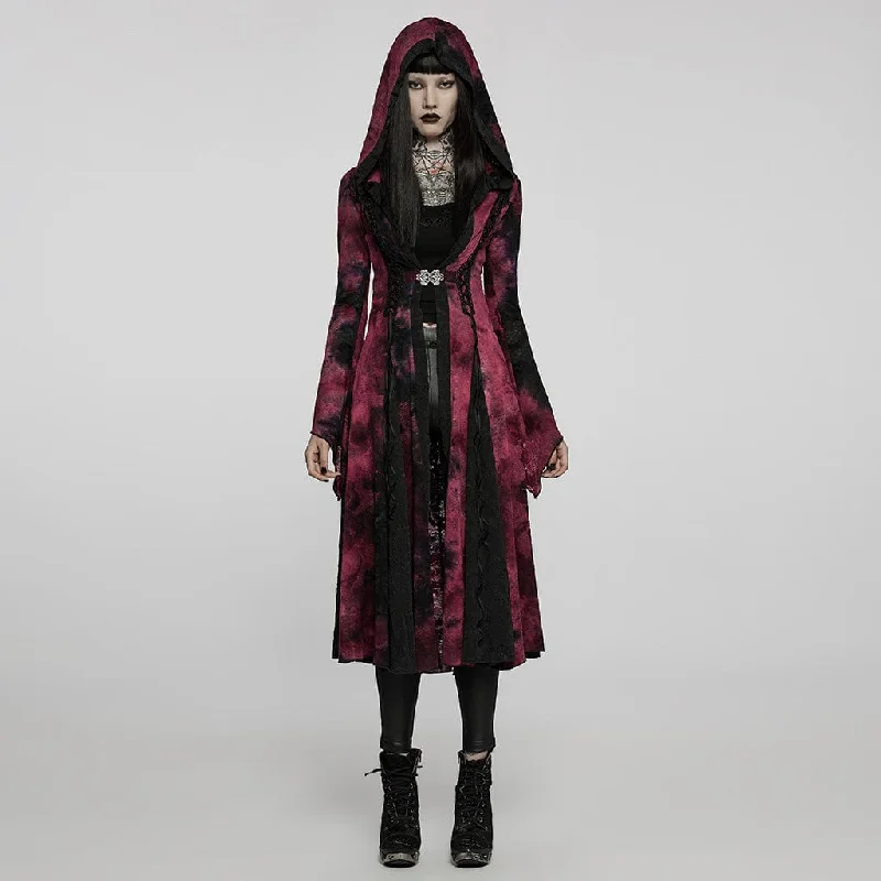 Women's Gothic Vintage Tie-dye Flare Sleeved Maxi Coat