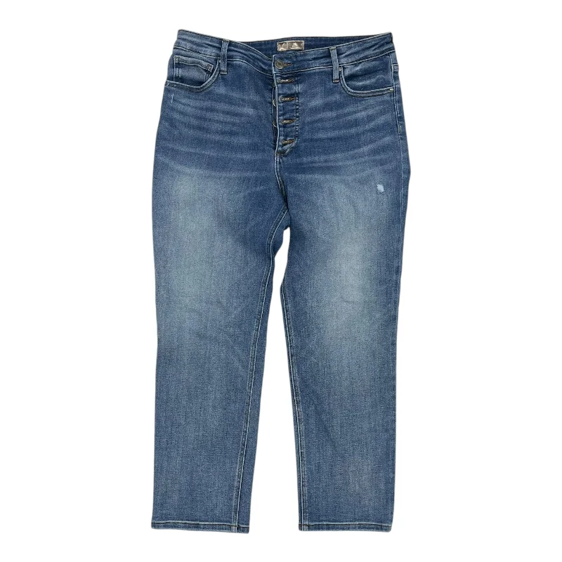 Jeans Straight By Kut In Blue Denim, Size:14