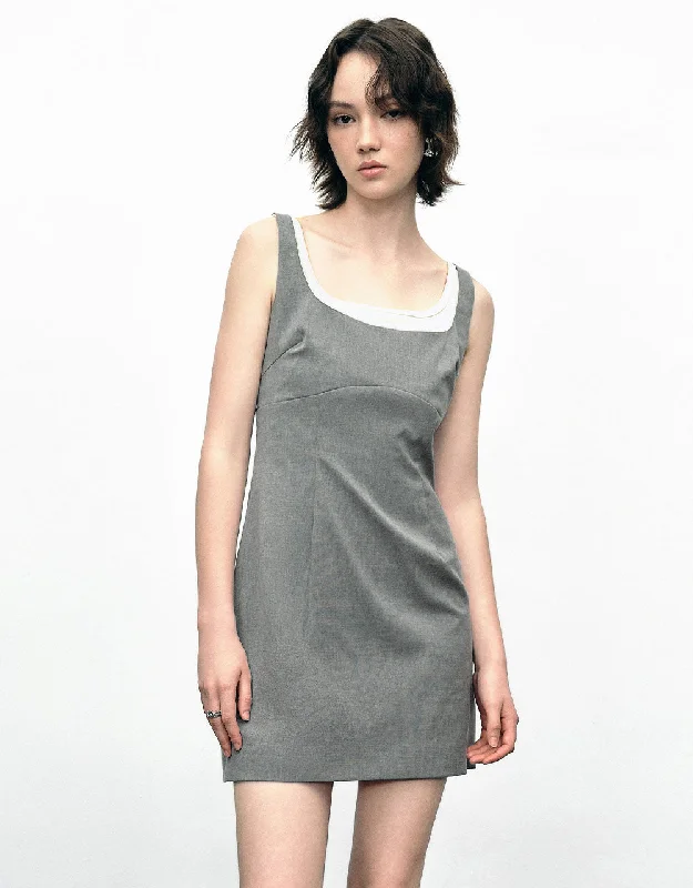 2 In 1 Sleeveless U Neck A-Line Dress