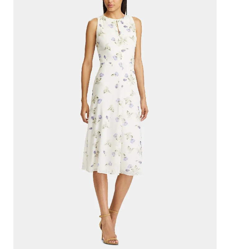 Floral-Print Sleeveless Georgette Midi Dress