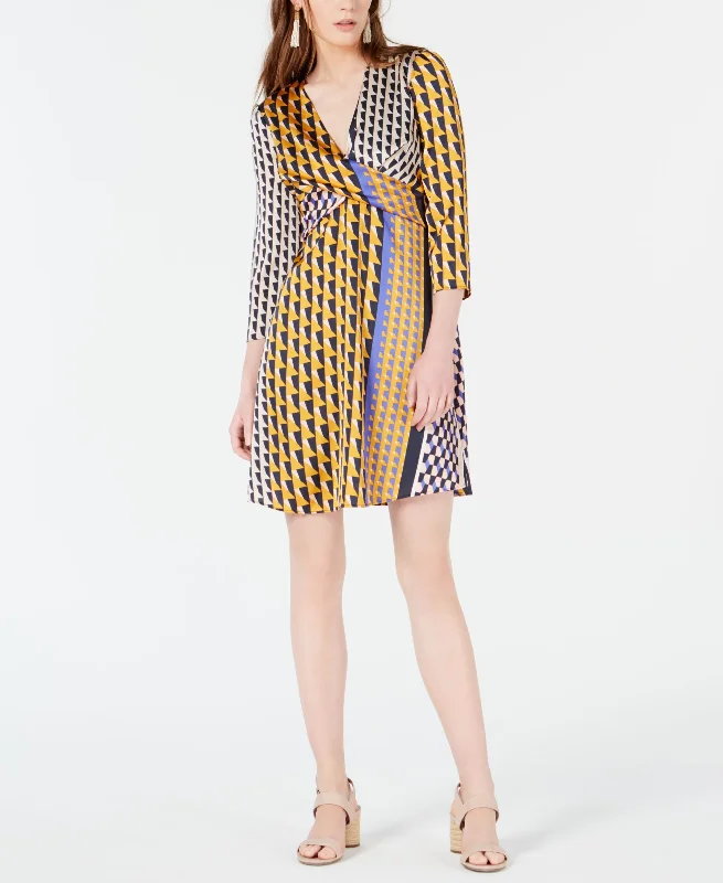 Geo-Print Twist-Front Dress