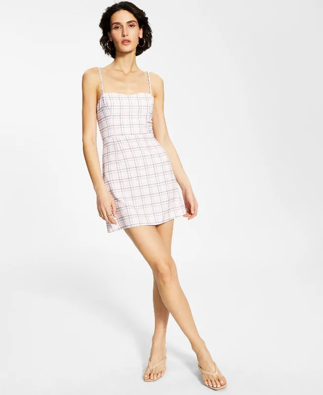 French Connection Sleeveless Plaid Sweetheart Dress