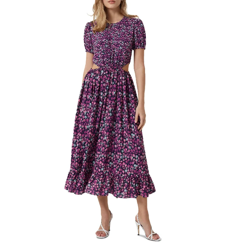 French Connection Womens Floral Cutout Midi Dress