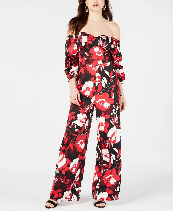 Guess Zooey Printed Off The Shoulder Jumpsuit