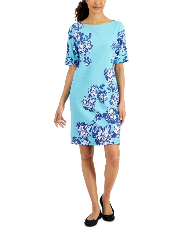 Karen Scott Womens Holiday Floral Printed Dress