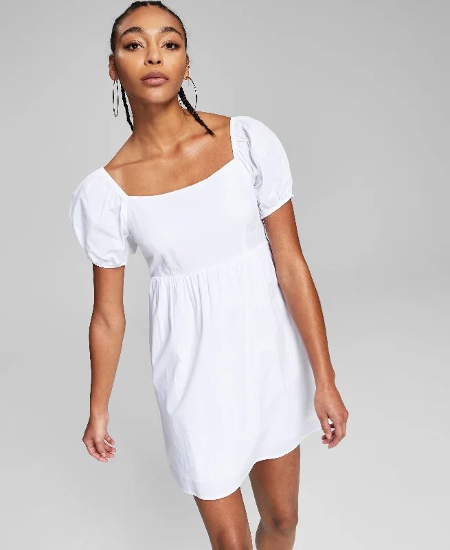 Now This Cotton Tie Trim Open Back Dress