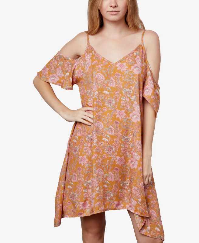 Juniors' Lido Printed Cold-Shoulder Dress