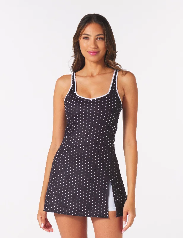 Sculpt Dress: Black/White Polka Dot