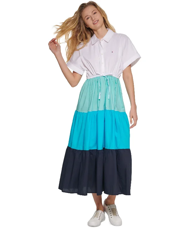 Tommy Hilfiger Color Blocked Maxi Shirtdress