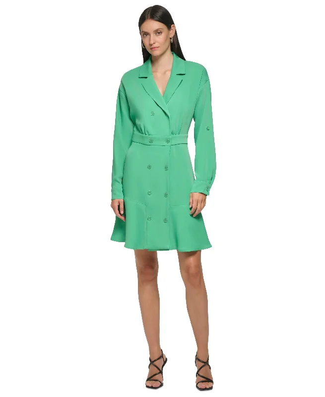 Women's Button Ruffled Blazer Dress