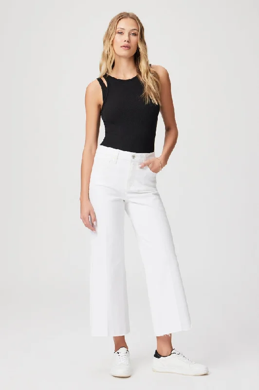 Paige Anessa Raw Hem Pants in Crisp White