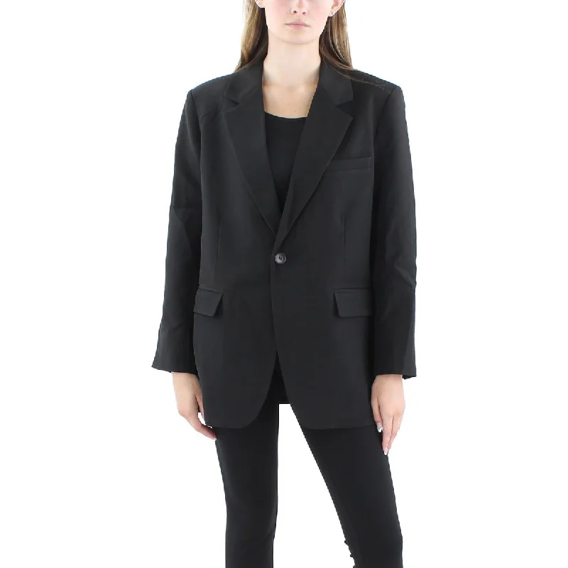 Aqua Womens Solid Tencel One-Button Blazer