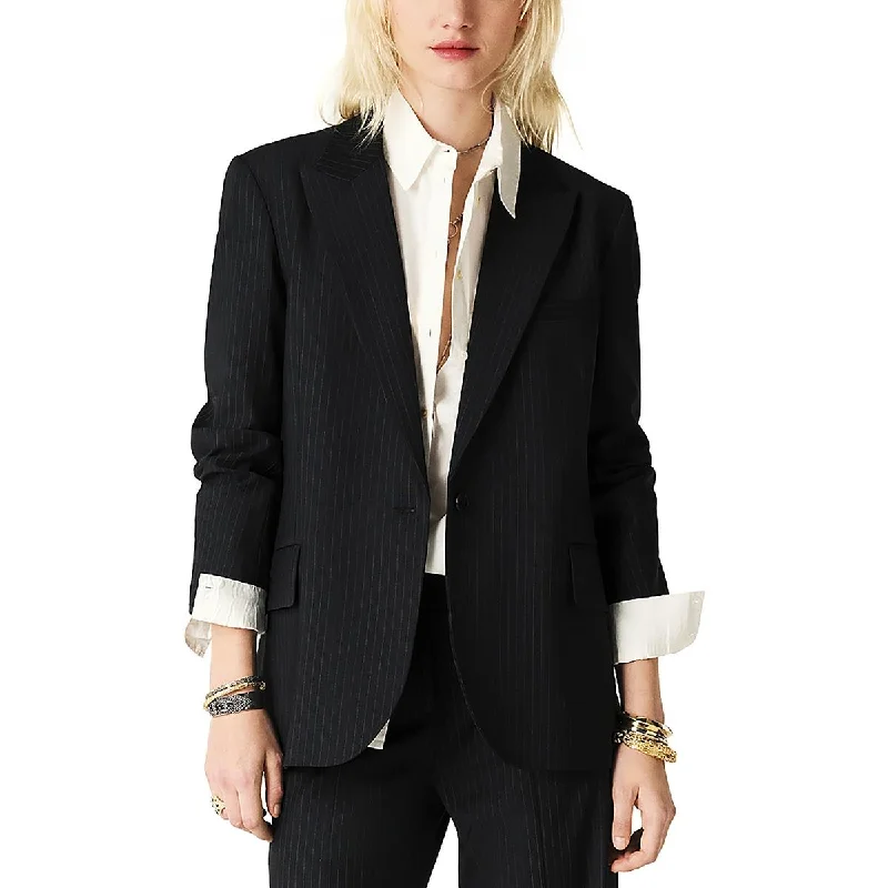 BA & SH Womens Payne Wool Blend Suit Separate One-Button Blazer