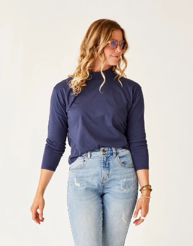 Bray Mockneck Top: Navy