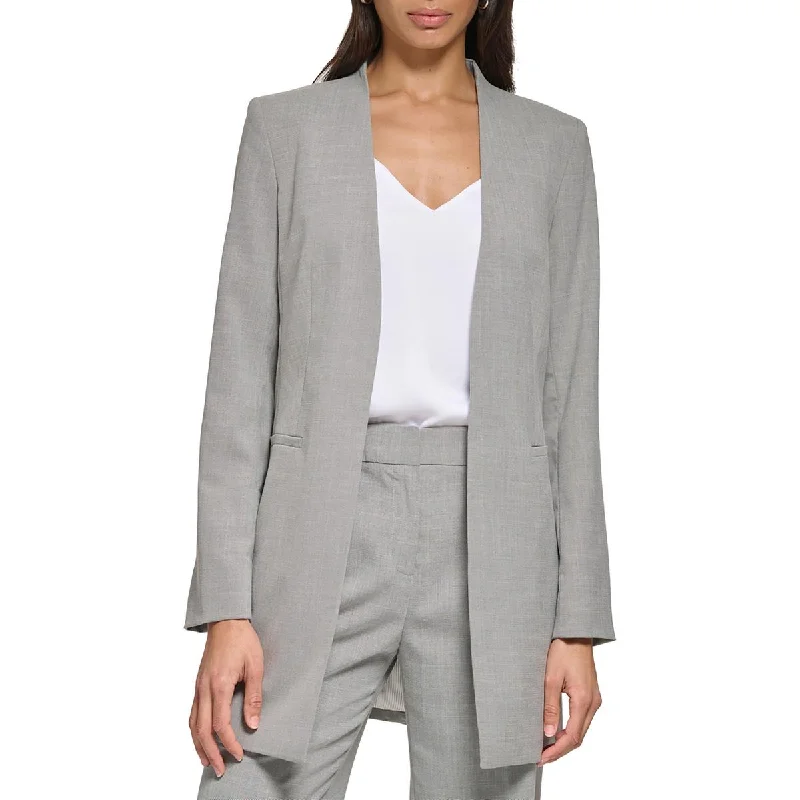 Calvin Klein Womens Collarless Business Open-Front Blazer