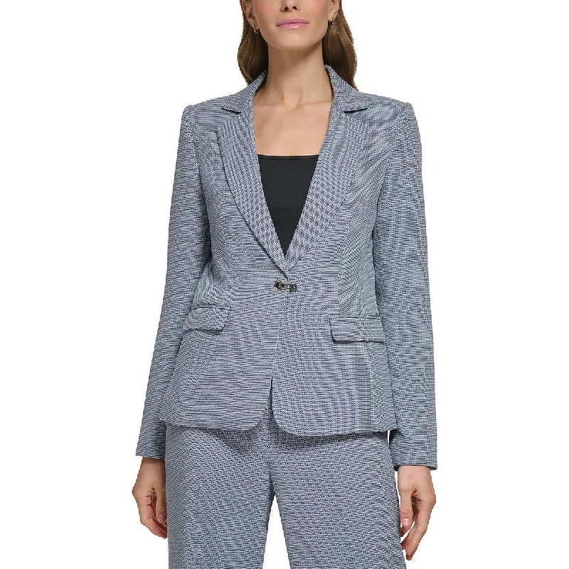 DKNY Womens Petites Pattern Business One-Button Blazer