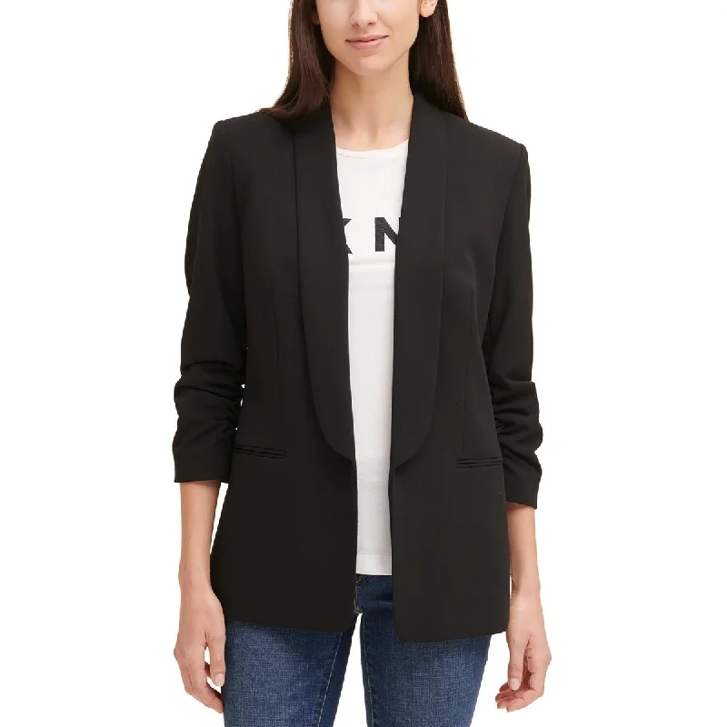 DKNY Womens Petites Solid Office Open-Front Blazer