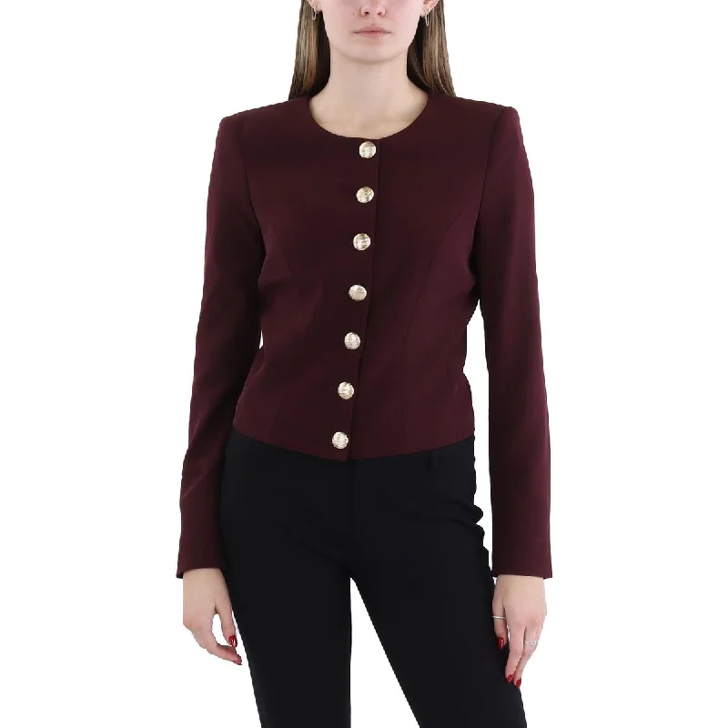 Generation Love Womens Embellished Workwear Collarless Blazer