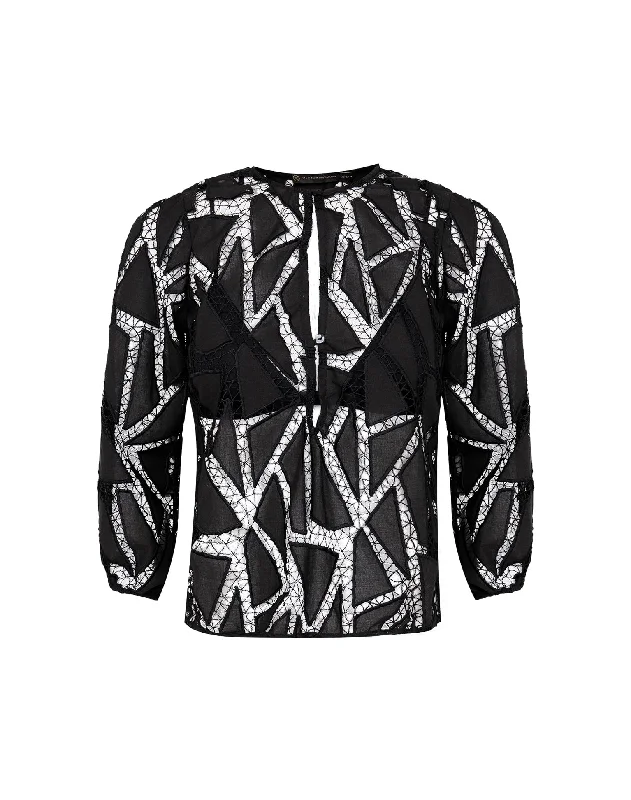 Julieta Long Sleeve Blouse - Black