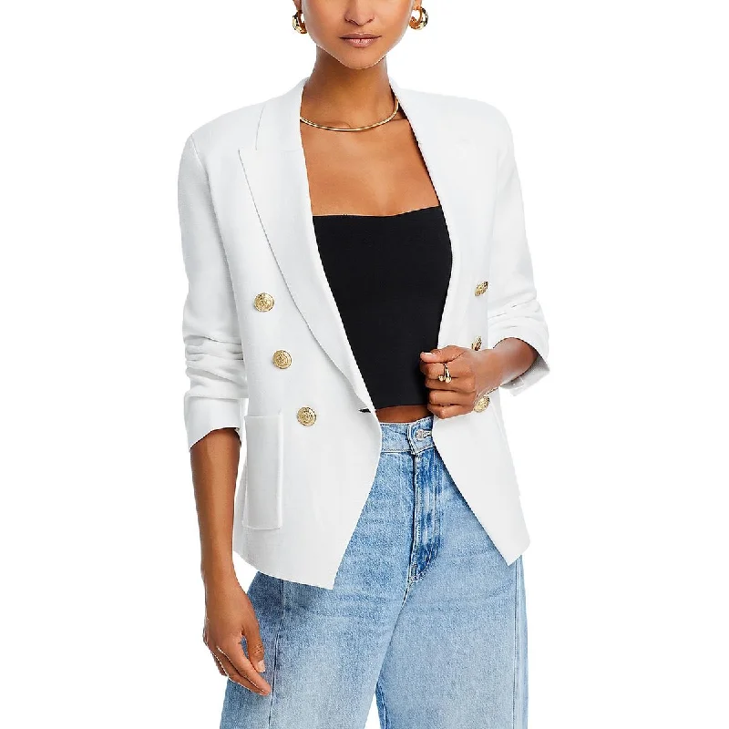 L'Agence Womens Cotton Blend Office Double-Breasted Blazer