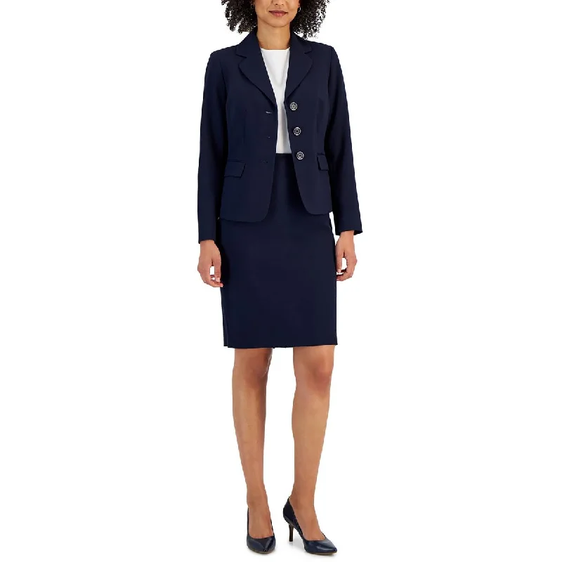 Le Suit Womens Woven Long Sleeves Double-Breasted Blazer