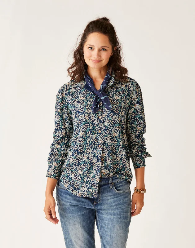 Nadia Twill Shirt: Navy Ditsy