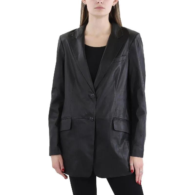 Rag & Bone Womens Faux Leather Office Double-Breasted Blazer