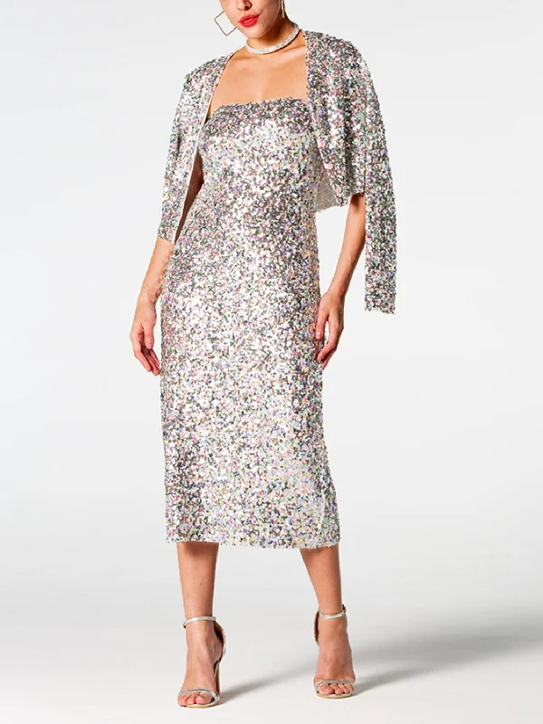 Holly Sequin Cardigan and Strapless Dress Set