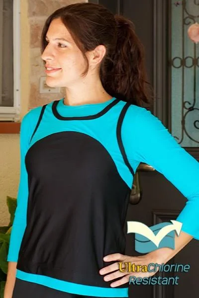 Sporty Mock Tank Top - Active wear for Swim n Sport 3/4 Sleeves