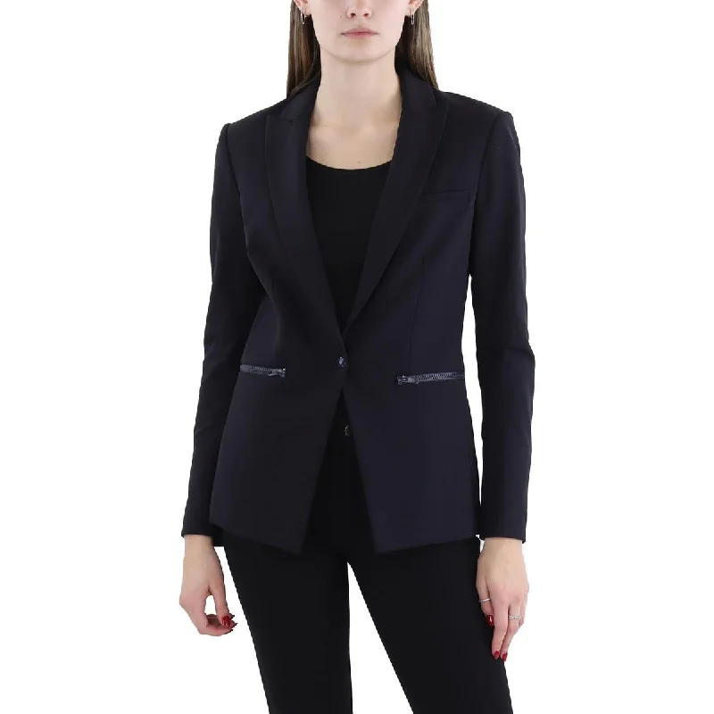 Veronica Beard Womens Zipper Office One-Button Blazer