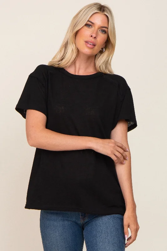 Black Raw Hem Tee