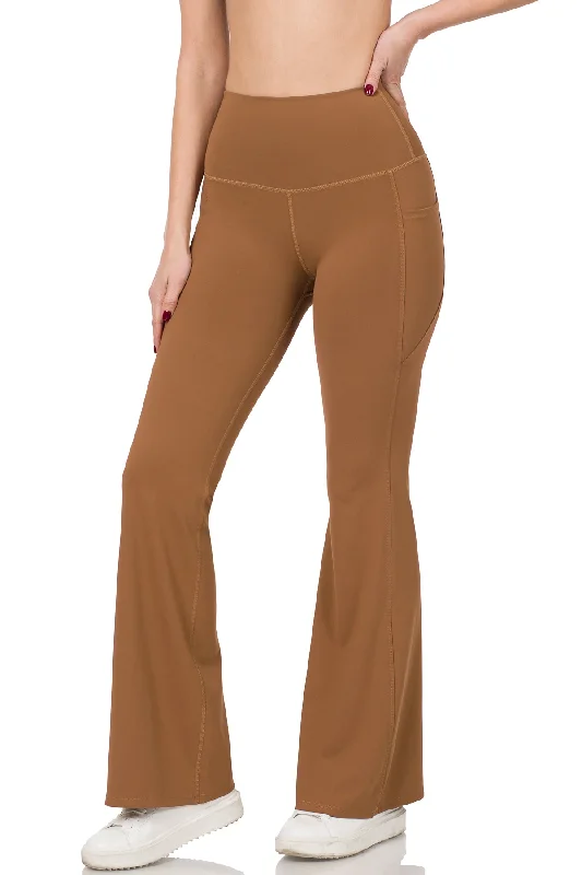 Zenana Wide Waistband Flare Pant with Pocket NSP-6046AB