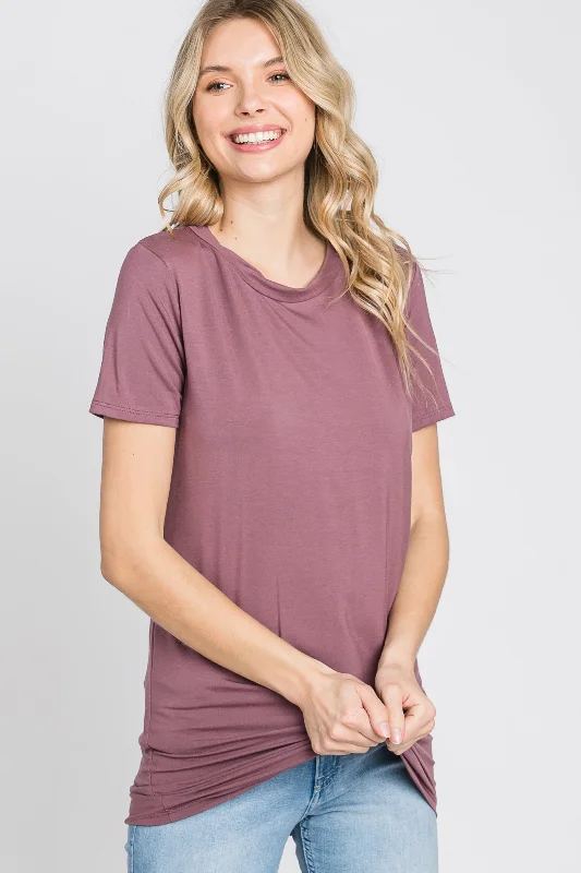 Mauve Basic Short Sleeve Top