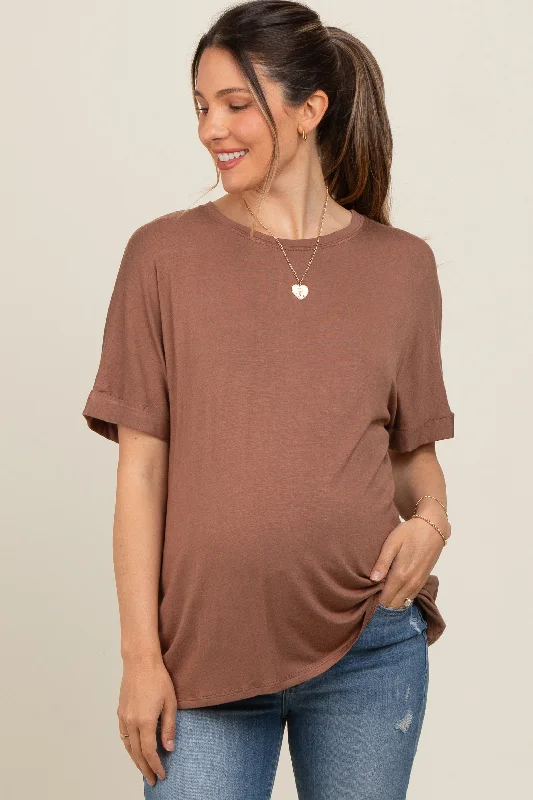 Mocha Relaxed Fit Maternity T-Shirt