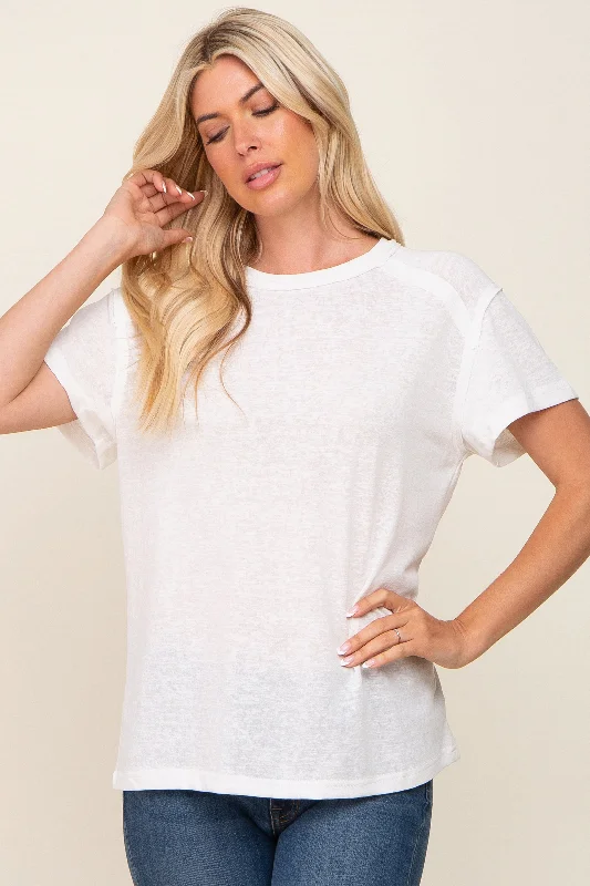 White Raw Hem Tee