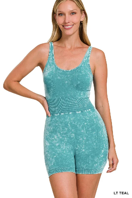 Zenana Mineral Wash Sport Romper NPW-6196A